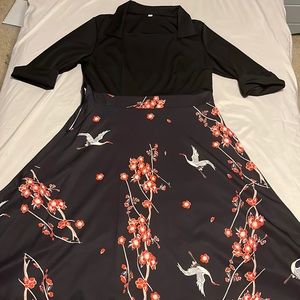 Japanese Cherry Blossom and Crane styled dress